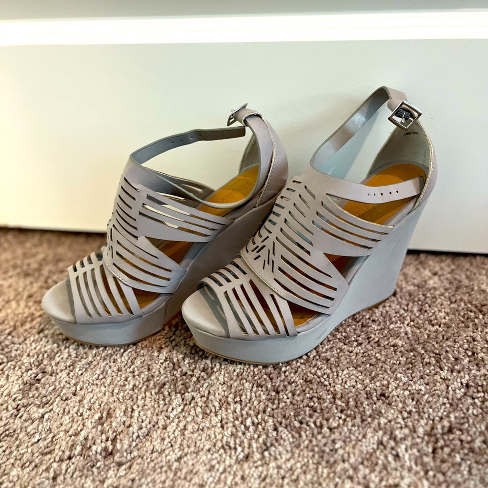 Grey wedge sandals